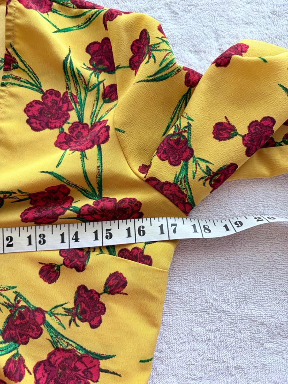 Topshop Yellow Red Floral Peplum Blouse Balloon sleeve Festival Blouse Sz 4 US - Picture 7 of 9